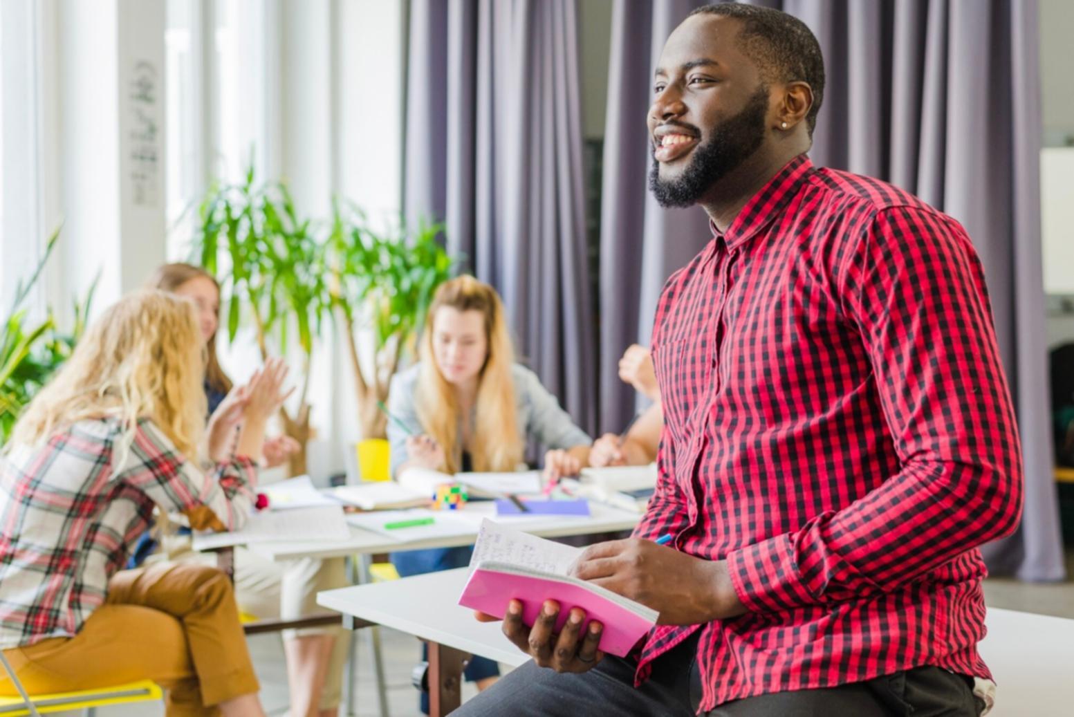 Students analyzing financial statements during fundamental analysis workshop